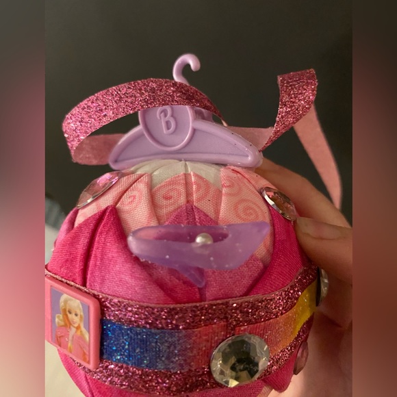 Handcrafted, Barbie inspired ornament with glitter, ribbon, gems, accessories - Picture 6 of 12
